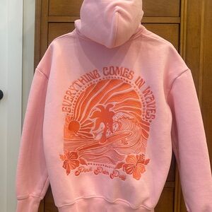Pink Palm Puff Hoodie M